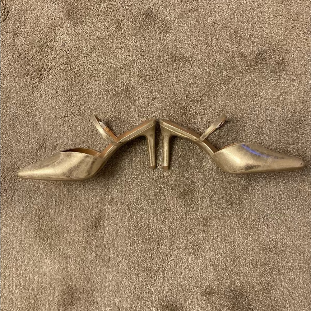 Dolce Vita Elley Gold Heels Pointed Toe. Slip On Size 8.5 M 3.5in heel NWOT - Picture 9 of 9